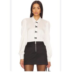 Generation Love‎ Arly Bow Blouse White Black Long Sleeve XL Top NWT (G)